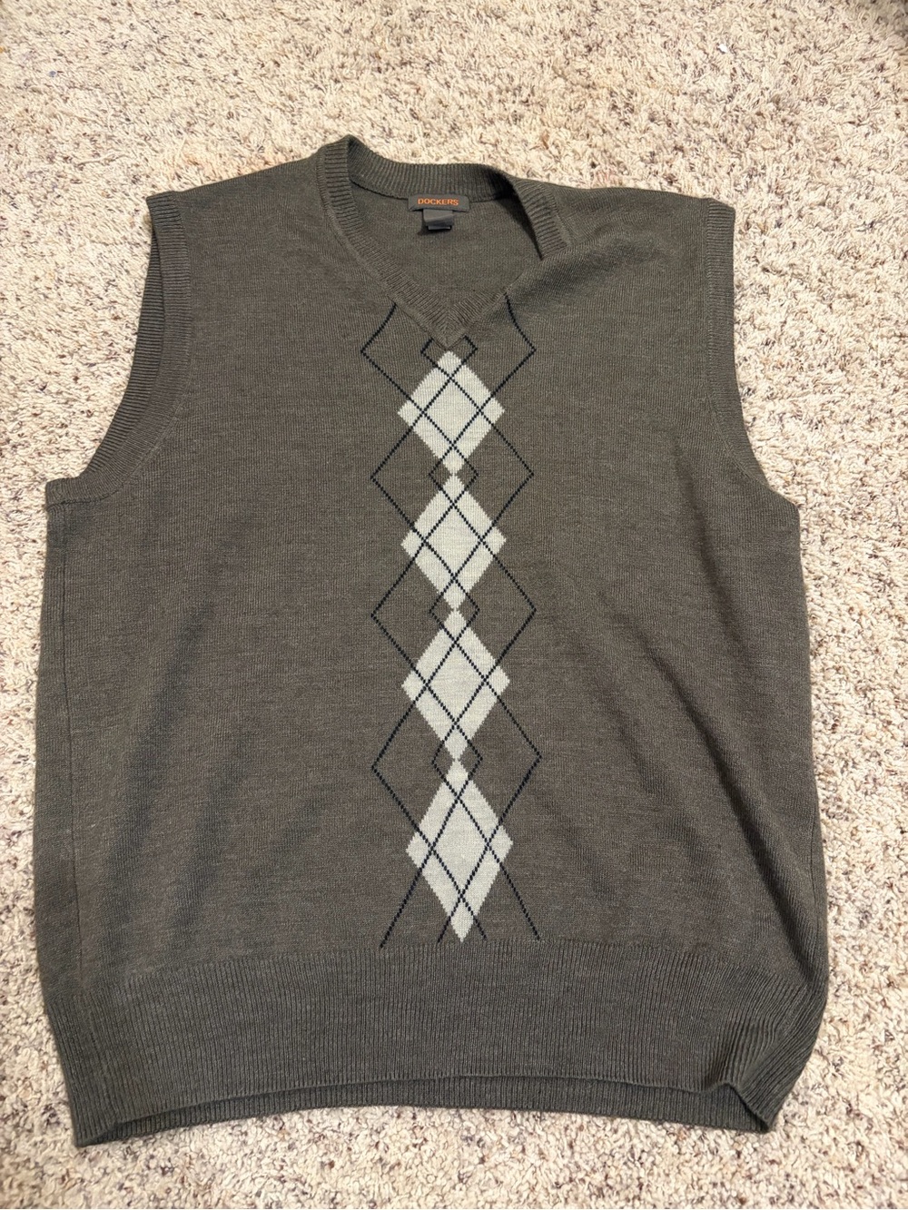 Dockers Mocha Brown Argyle V-Neck Sweater Vest
